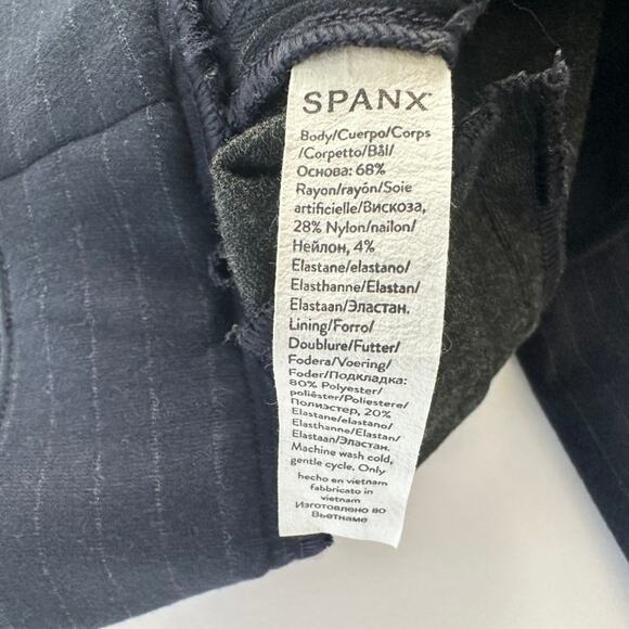 SPANX Supersmooth PerfectFit Ponte Ankle Slim Pant Navy Stripe Large Stretch - Picture 4 of 8